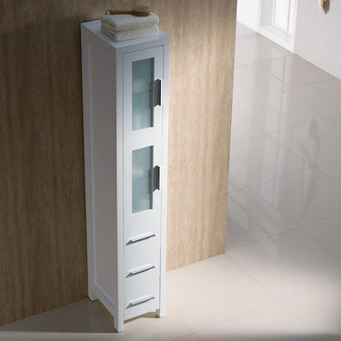Fresca Torino White Tall Bathroom Linen Side Cabinet Linen Cabinet Fresca